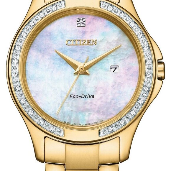 Citizen Eco-Drive Women\'s Gold Diamond Accents Calendar Watch main image 4
